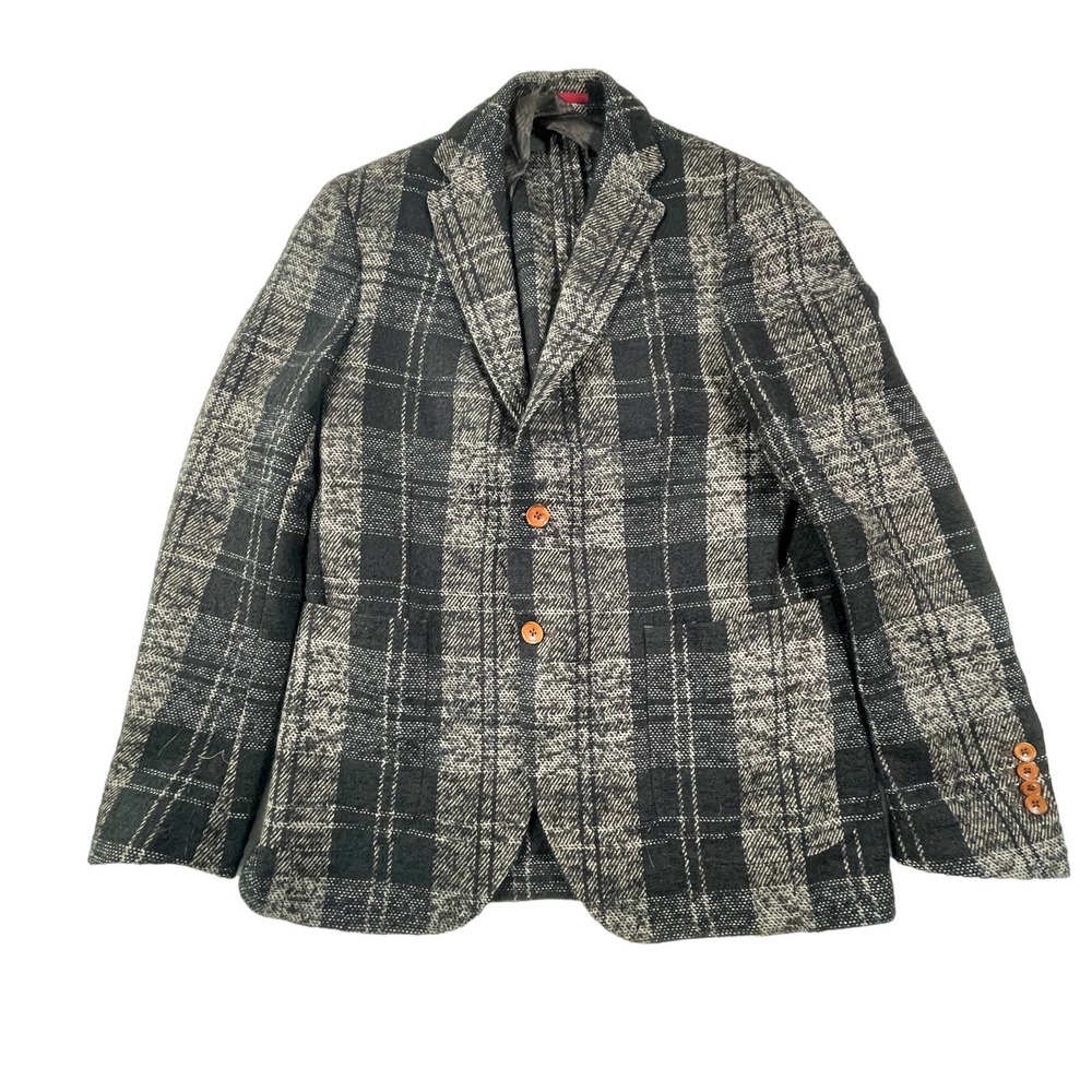Men's Black & Gray Plaid Sport Coat Blazer